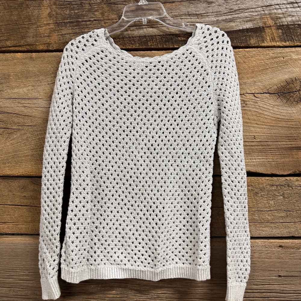 Loft open weave lightweight sweater, light blue, size small